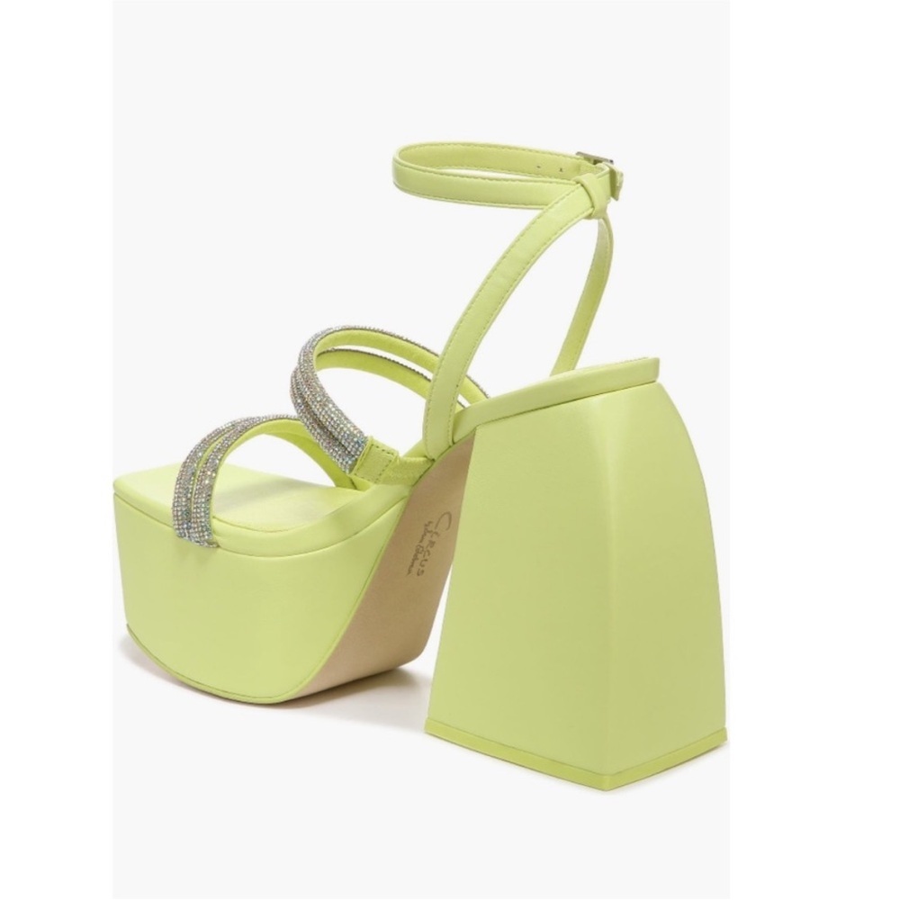 Circus by Sam Edelman Lime Green Platform Sandals with Rhinestone Straps - Picture 4 of 11